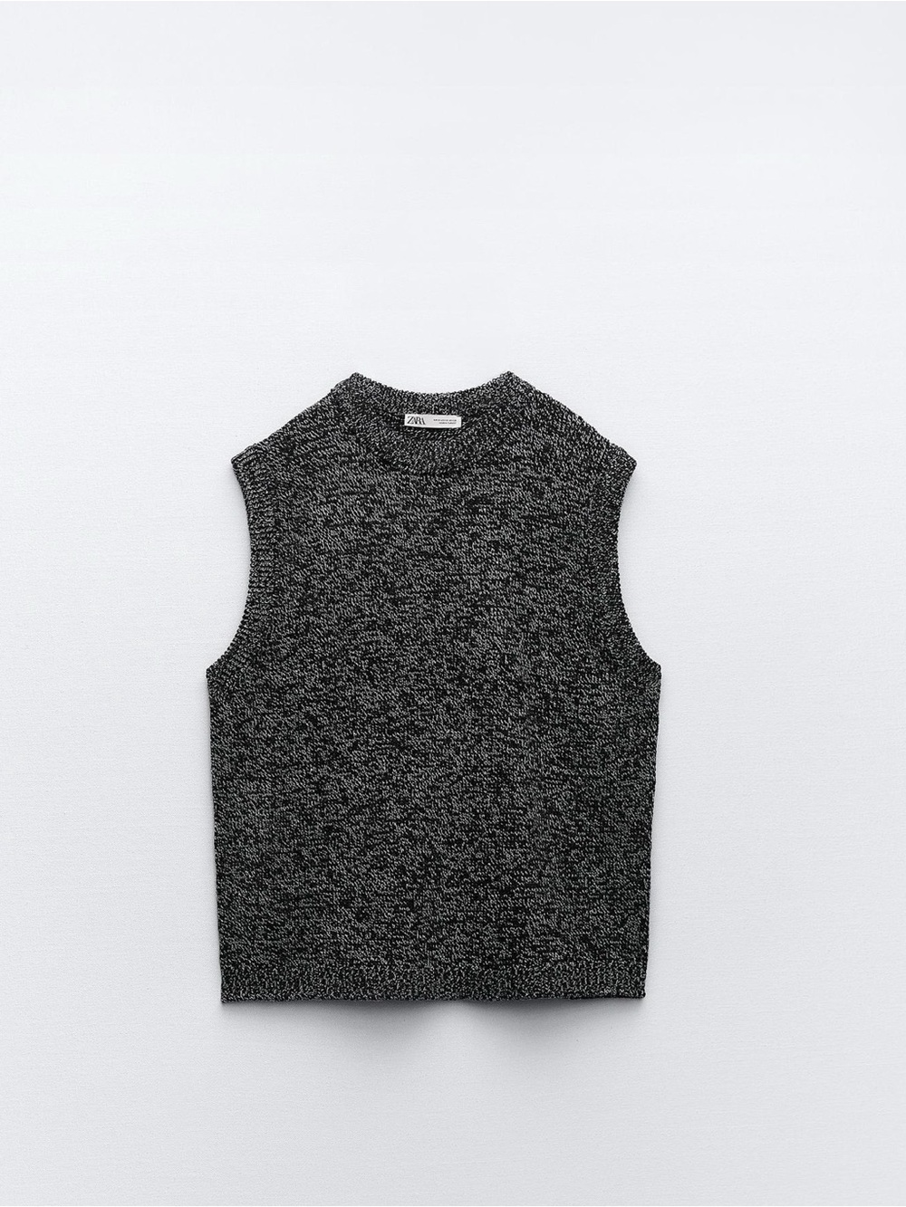 Zara Women's Charcoal Marled Crewneck Sweater Vest